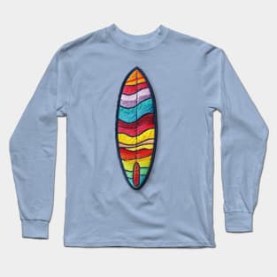 Embroidered Surfboard Patch Design Long Sleeve T-Shirt